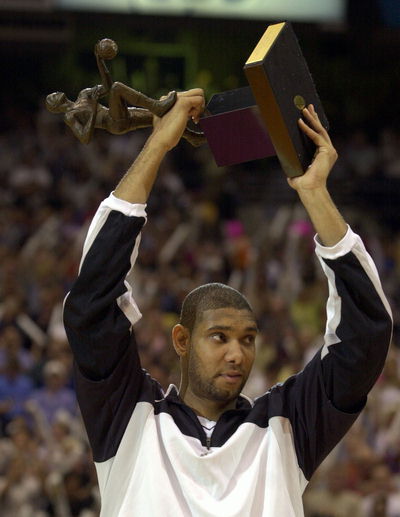 Duncan Holds The MVP Award
